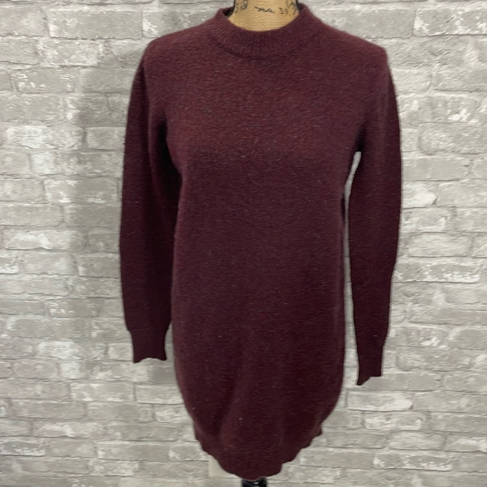 Pieces Burgundy Wool Blend Tunic Sweater